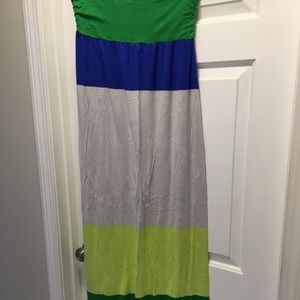 Strapless color block maxi dress